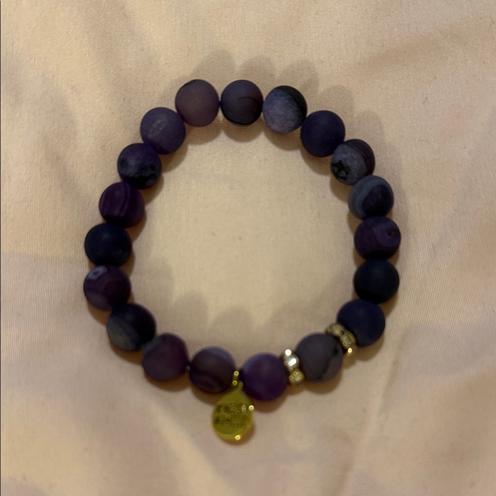 Purple Beaded Bracelet with Gold Accents